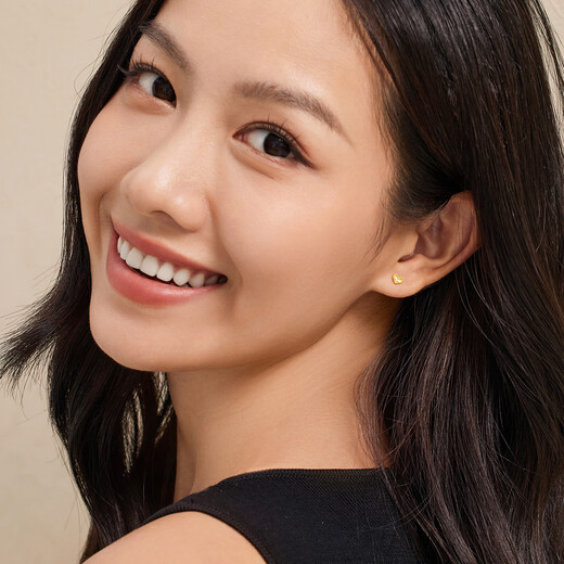 Lukfook Jewelry Love Gold Earrings Light Shadow Gold (Single) Pure Gold Crushed Ice Earrings Total Weight Approximately 0.28g