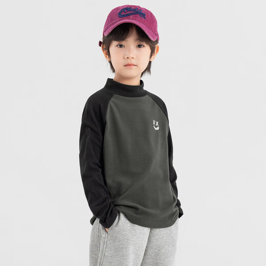 Duojia antibacterial and skin-friendly heat storage and temperature locking boys' bottoming shirt winter mid-collar warm velvet T-shirt children's raglan sleeves