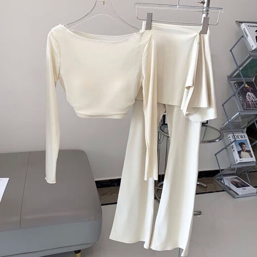 Junkiss yoga wear Pilates suit three-piece detachable two-piece boot-cut pants petite yoga suit apricot color top S (recommended 80-100 Jin Jin equals 0.5 kg)