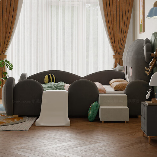 X.M.B bed girl bedroom princess bed small apartment storage bed 1.2M teenage boy single bed fence double ladder + coconut palm mattress 1800mm*2000mm x with