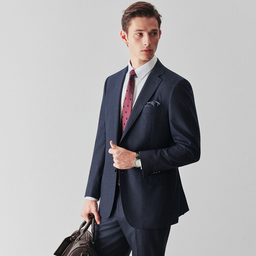 By Creations Bopin Flannel Wool Suit Men's Velvet Feel Business Professional Formal Wear Groom Wedding Suit Groomsman Suit Navy Blue Size 48 For trousers size please contact customer service for remarks