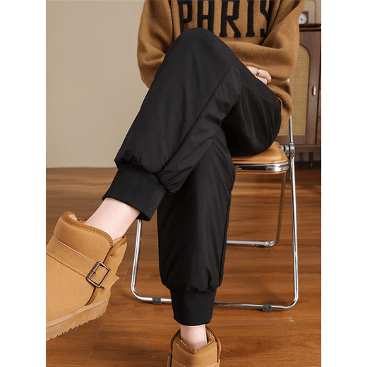GPHF Japanese thermal cotton pants for women in winter plus velvet and thickening Northeast Harbin cold-proof, waterproof and windproof leggings assault pants black leggings (thickened knee pads) M recommended 80-100Jin Jin equals 0.5 kg