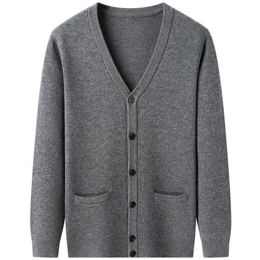 100% wool thickened classic knitted cardigan sweater for men in autumn and winter new pure wool sweater for men's outer wear Zhongcai XL 180/96A(115)
