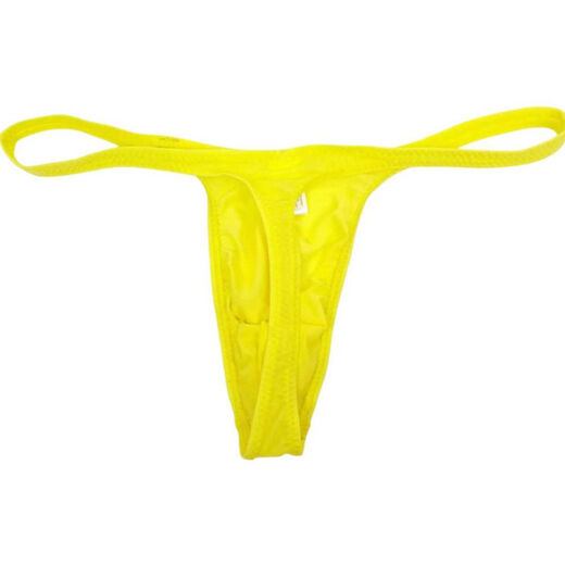 Men's T-string Nude Thin Ice Silk Sexy T-Pants Underwear Breathable High-Elastic Bag Butt-Revealing Men's T-Pants Yellow S