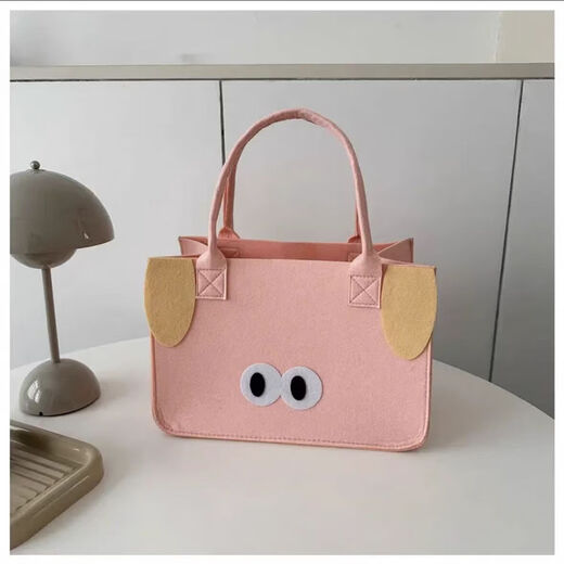 New ins internet celebrity cartoon handbag felt tote bag cute felt bag handbag office worker handbag khaki/30*20*13cm