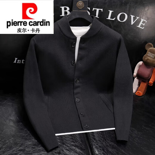 Pierre Cardin 2025 Autumn and Winter New Solid Color Stand Collar Knitted Cardigan Jacket Men's Off-Duty Versatile Sweater Henry Collar Sweater Trendy Caramel Color M 100-115Jin Jin is equal to 0.5 kg