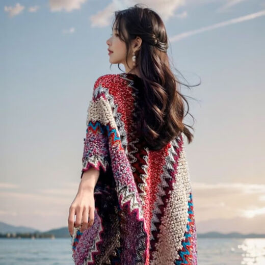 Платок FitonTon женский Qiji красный в этническом стиле Синьцзян дорожная одежда шарф большой шаль теплый ветрозащитный плащ пальто Новый год