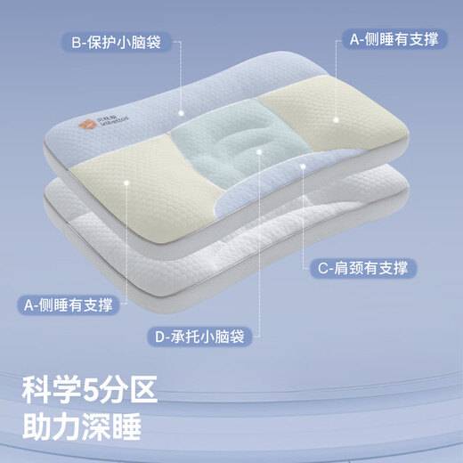 Betis children's pillow 3-8 years old zoned neck protection artifact baby growth pillow four seasons kindergarten pillow H2 segment sea salt blue