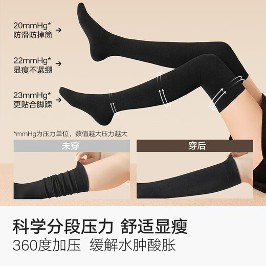 Mianzhuwu's new over-the-knee stockings for women in autumn and winter, warm knee pads, velvet thickening, slimming high thigh socks, combination seven (black + dark gray), one size fits all, 2 pairs, 35-39 over-the-knee pressure, warmth