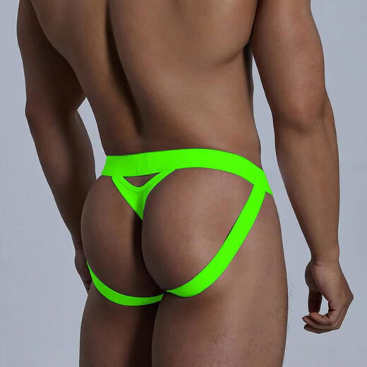 Men's double-butt underwear, sexy, cool, soft and breathable T-pants, U-convex seamless, sexy low-waisted sports wide-waisted T-pants, white S S