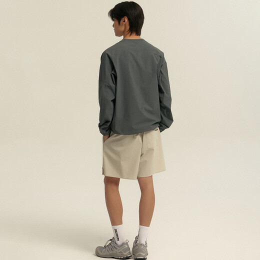 Salomon Men's Outdoor Sports Trendy Casual Urban Fashion Sweater BLAST WOVEN LS PKT TEE Shark Purple Gray C28136 2XL