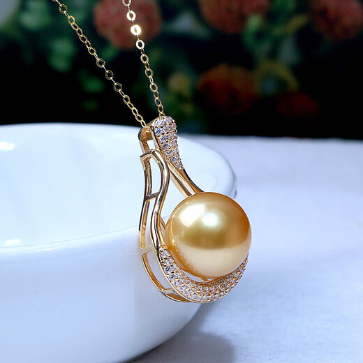 Junshi S925 silver ocean gold bead pendant single gold bead necklace for girlfriend, wife, mother S925 silver ocean 11-12mm