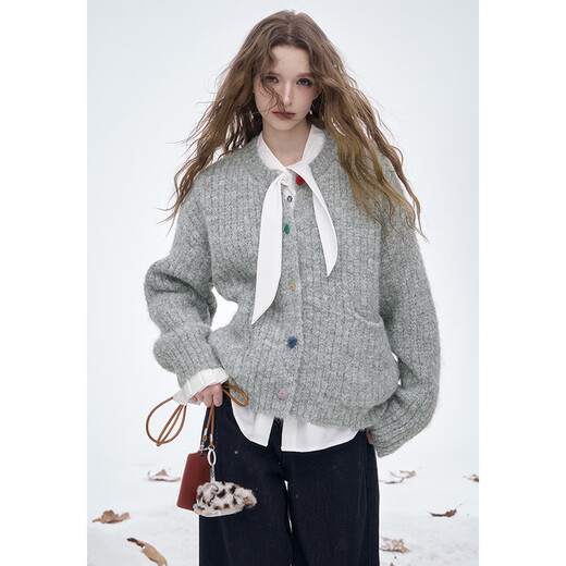 Fairy's Pocket Retro Cable Thick Cardigan Sweater Women's 2025 Winter New Lazy Style Sweet Sweater Caramel Brown M