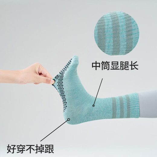 BIBK Japanese Yoga Socks Pilates Socks Women's 2025 Medium Breathable Dotted Anti-Slip Floor Socks Sports Fitness Socks Waterfall Blue + Sunset Red