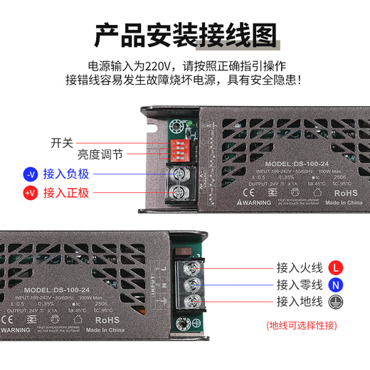 Xilili LED lamp with transformer low voltage switching power supply driver living room ceiling soft linear lamp with light bar controller 24V100W