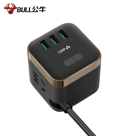 Bull (Bull) Rubik's Cube USB Socket Automatisches Überladen von Black Square Row Plug-In Voll-Stromausfall-Platine Kabel-Board-Multi-USB-Socket Fast-Lade-Ladegerät 1,5 m UU215T [3 Plug-in + 3 USB]