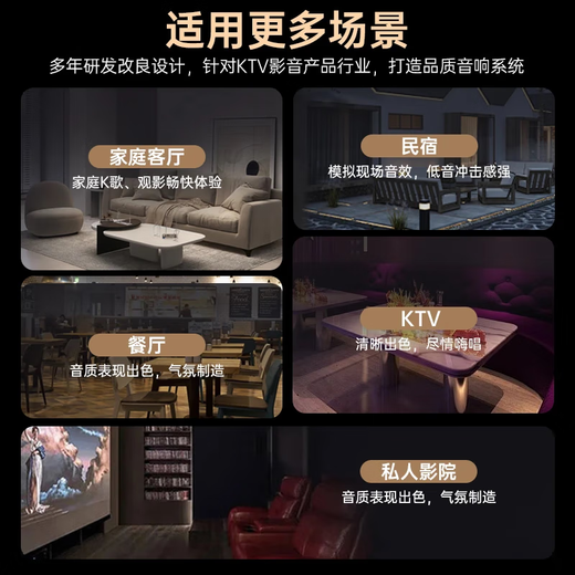 HYUNDAI现代 家庭影院ktv音响套装家用k歌电视客厅会议室卡拉ok点歌机全套专业大功率功放机店铺卡包音箱 6.5吋音响点歌机套装