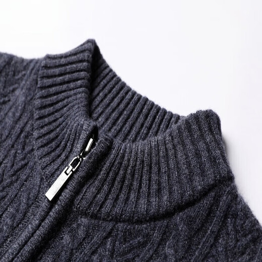 XJSGS men's high-end brand wool sweater 100% pure wool international luxury knitted sweater autumn and winter men's coat cardigan high-end burgundy ready stock XL 130-145Jin Jin is equal to 0.5 kg