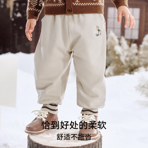 EMXEE children's clothing children's sweatpants thickened with velvet and warm pants for boys and girls sports versatile trousers winter floral gray plus velvet recommended temperature 5 C-15 C 80 cm 9-18 months