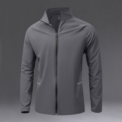 DOME YOLO sports jacket men's quick-drying windbreaker cycling suit 2025 autumn thin windproof top men's sun protection stand-up collar long sleeves dark gray quick-drying breathable XL
