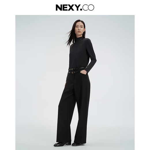 NEXY.CO mall's same style 2025 autumn new black stand-up collar stretch shirt half turtleneck thermal top black XL