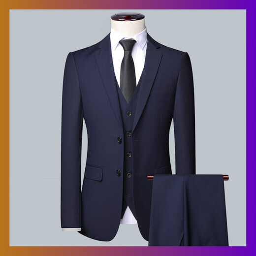 SUSTYLE international luxury brand suit suit men's three-piece business casual suit professional formal dress black (three-piece suit) 4XL