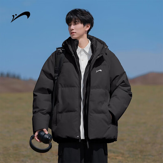 Guirenniao hooded down jacket for men in winter new thickened Jinjiang cotton-padded jacket for men black L