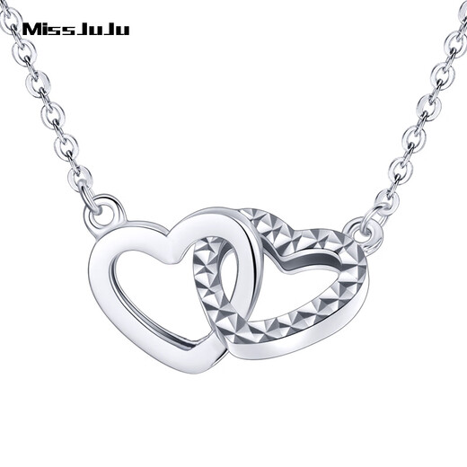 Miss JuJu pt950 pure platinum heart-linked necklace for women, fashionable platinum chain gift for wife, weight 4.1-4.3g, length 43+2cm
