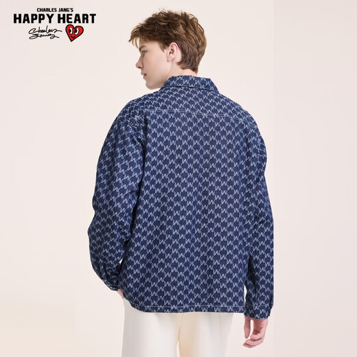 Charles Heart and Wang Churan's same style American retro all-over jacquard denim jacket men's hip-hop high street couple jacket L