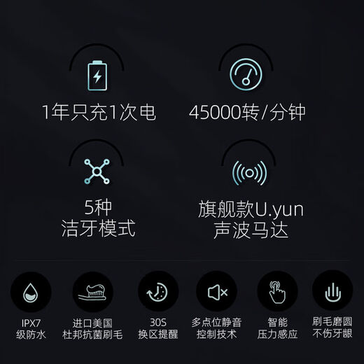 YN electric toothbrush for boys and girls fully automatic intelligent sonic rechargeable soft-bristled toothbrush for couples. Buy 2 sets of Moran powder and get a free LED light-filling makeup mirror.