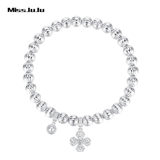 Miss JuJu pt950 platinum pumpkin bead bracelet for women, thick and elegant platinum transfer ball bracelet for men, net gold weight 25.02g, about 6mm thick