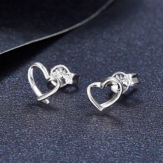 Laofu gold platinum earrings, love earrings, gifts for girlfriends, about 0.95g