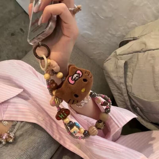 Original ins square bow bear mobile phone case lanyard CCD camera card book pendant accessories anti-lost hand rope Christmas bow bear lanyard