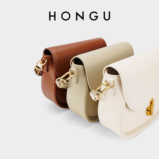 Honggu bag leather shoulder crossbody bag retro saddle bag casual handbag women's bag birthday gift for girlfriend