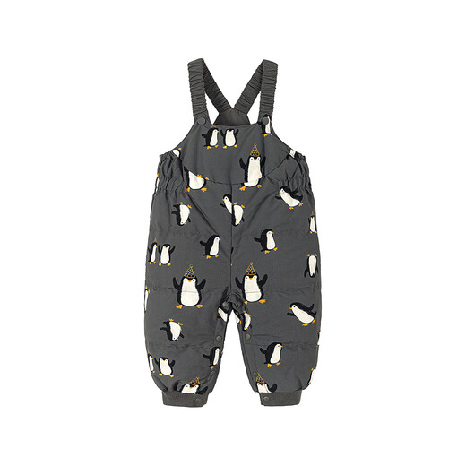 迷你巴拉（minibala）[拒水羽绒]男女童宝宝羽绒裤2025冬新品保暖三防长裤 黑白色调00491 90