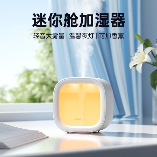 几素加湿器桌面小型办公桌卧室宿舍迷你便携无线空气婴儿床头办公室充电车载礼品生日礼物女香薰机加湿 【白色+8根滤芯】温馨夜灯+防干烧保护
