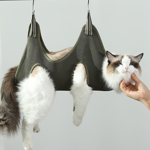 Jiaji Cat Washing Bag, Cat Bathing Artifact, Pet Nail Clipper, Fixed Bag, Pet Hammock, Anti-scratch and Bite Baoding Bag, Hanging Type, Navy Blue, Multi-Purpose Bag, Bath + Nail Clip XS (Suitable for 5-10 Jin Jin is equal to 0.5 kg)