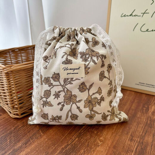 Double-layer cotton gauze baby supplies diaper supplies storage bag kindergarten laundry change packaging soft cotton bag light pink bouquet double-layer gauze storage bag 22*25cm