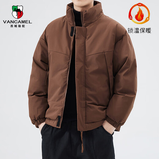 Western Camel (VANCAMEL) cotton-padded clothing for men in autumn and winter, windproof and warm bread clothing, trendy cotton-padded clothing for men, coffee 2XL