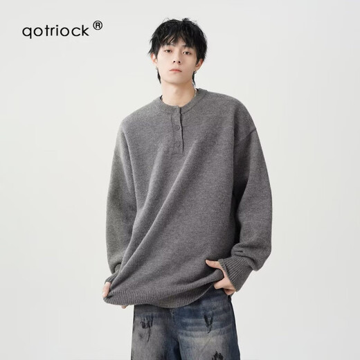 American Henry collar sweater for men, early spring, high-end, lazy-style bottoming sweater, cleanfit inner layer, black, JD.com XL
