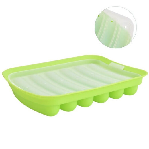 6-piece silicone sausage mold with lid, ham box, hot dog mold, fresh-keeping box, DIY baking mold, silicone mold, dessert, green grass