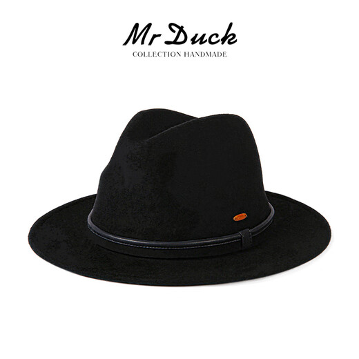 Mr DUCK Australian Superfine 100% Wool Felt Hat Winter Hat Men's Warm British Gentleman Top Hat Large Brim Counter Quality MW186232 - Large Brim Royal Black (100% Superfine Wool) L (Suitable for 59-60cm head circumference)