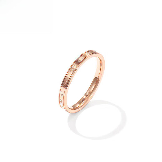 Yuying colored gold ring CookieKiss simple plain circle letter for women 18K rose gold index finger rose gold No. 4 (finger circumference 48mm)