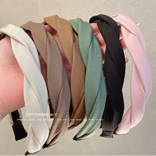 High cranial headband for women 2024 face wash headband with wide edge and toothed hairpins and headband, simple hair bundle, black + khaki