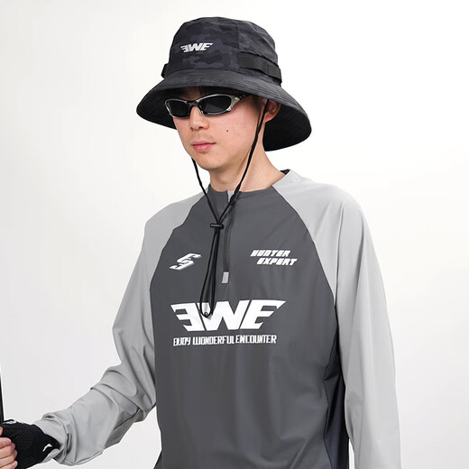 EWE 2025 new outdoor fishing collarless sun protection clothing long-sleeved T-shirt quick-drying, breathable, light and elastic, light gray XL