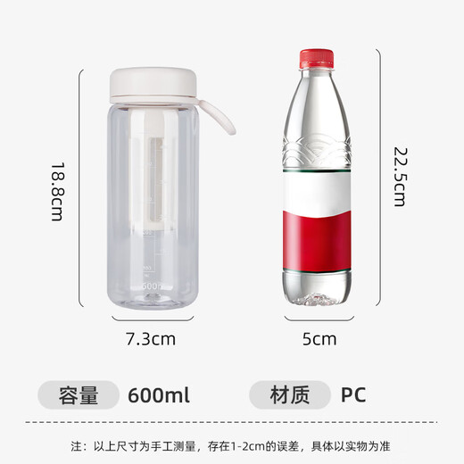 Private high-quality water cup for girls, tea and water separation, cold brew tea cup, high temperature resistant with scale, students' transparent cold brew water cup, summer