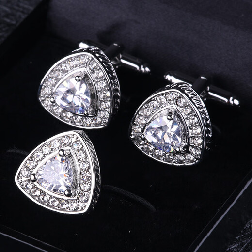 Lieshang Xiangyun cufflinks, cuff pins, cuff brooches, 2-piece set, men's brooch, collar pin, suit collar button corsage, silver Xiangyun cufflinks + brooch (2-piece set)