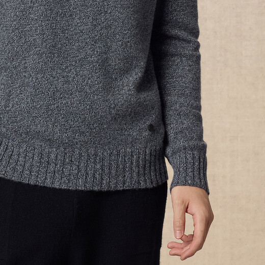 Ordos 1980 pure cashmere half turtleneck business casual cashmere sweater men's comfortable knitted sweater autumn and winter flower gray L 175/96A