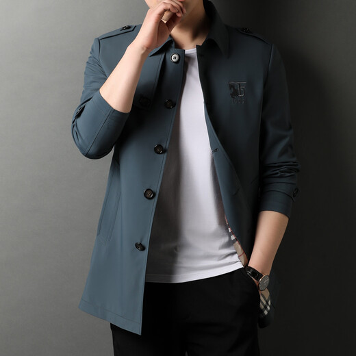 NOSSKISS international high-end brand windbreaker men's 2025 spring and autumn medium-length thin single-breasted casual jacket for young and middle-aged men Khaki one size 180 suitable for 140-160 Jin Jin equals 0.5 kg