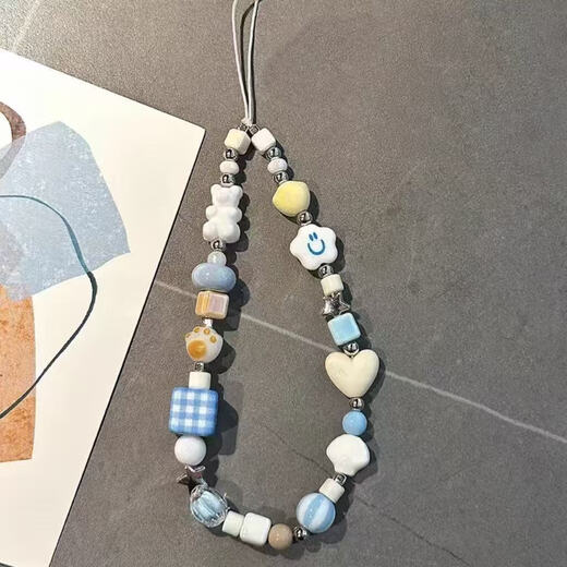 Original hand-beaded mobile phone lanyard lanyard cute childlike wrist short ccd camera chain pendant Cartoon Little Li Xiong